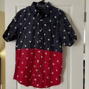 Star Patterned Red and Blue Shirt